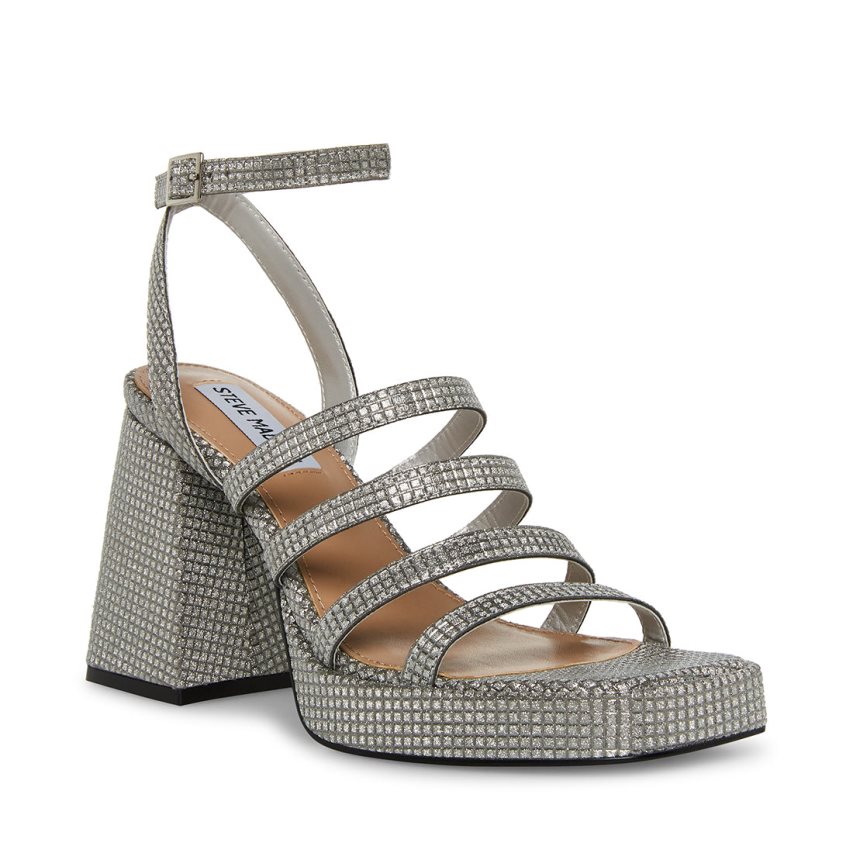 Sandalias Tacones Steve Madden Marilyn Mujer Plateadas | ES HY9604